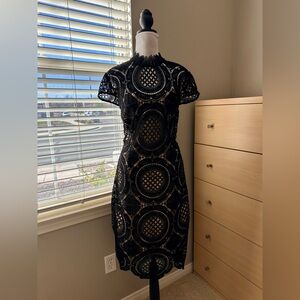 Bisou Bisou Black Lace Midi Dress